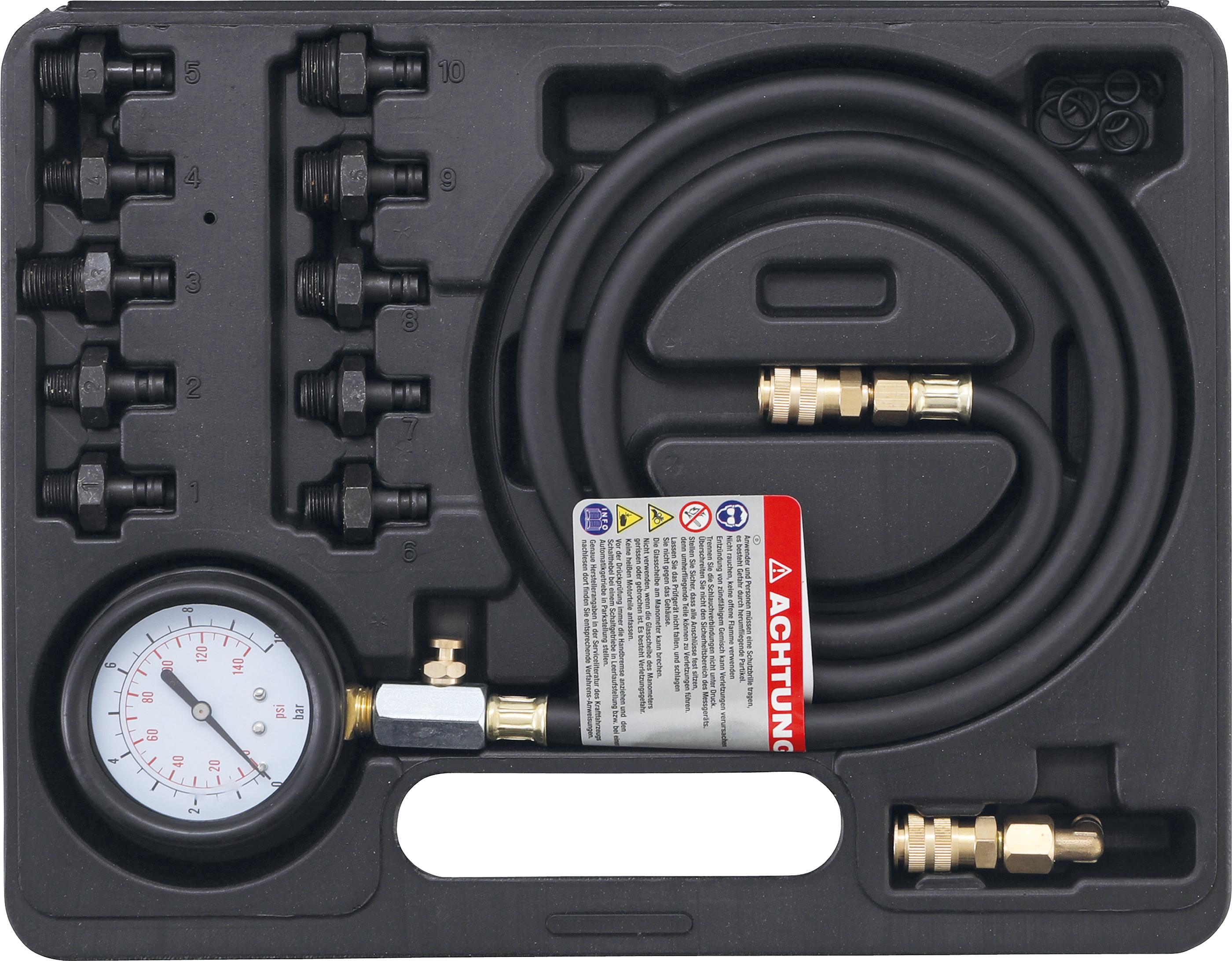 Kit Manomètre à Vide Et Pression Pour Auto - Pompe à Carburant, Test De Fuite - Avec Adaptateurs - 5