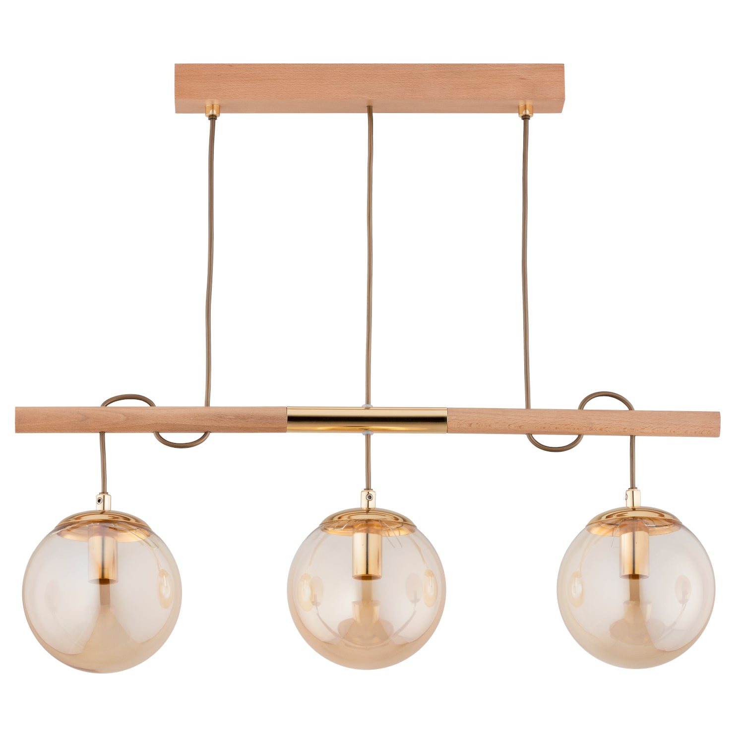 Lampa wisząca AXA jasne drewno-złota-bursztynowy 3 x E14 x 10W wym: 70 x 66 x 15 cm Alfa