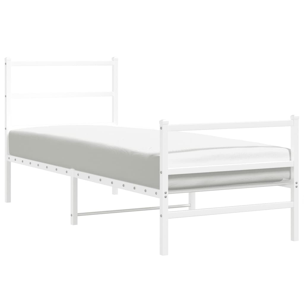 Łóżko Metalowe Białe Rama Łóżko Ze Stelażem Do Sypialni Pokoju 80x200 cm