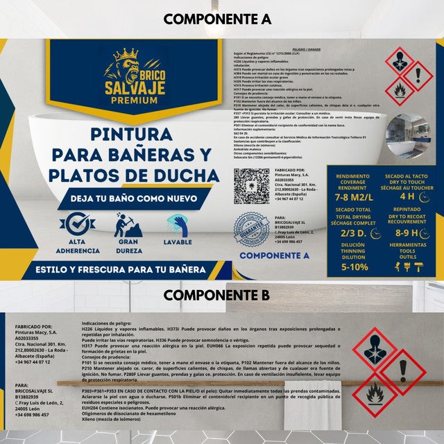 Vernice per vasca e doccia Ebano Profondo – Finitura opaca – Poliuretano 2C - 6
