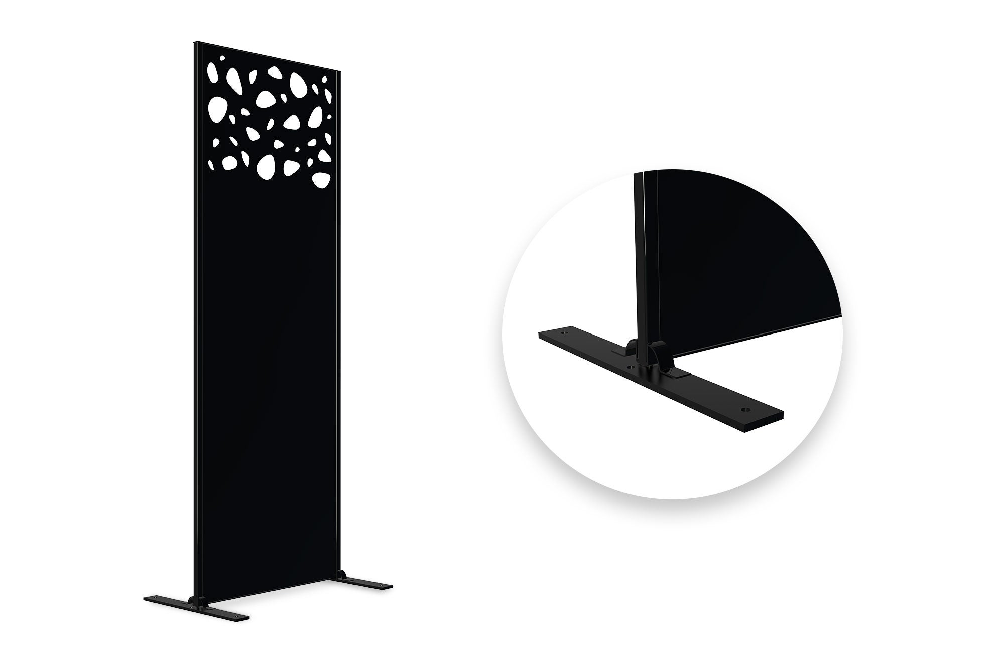 Lot de 3 panneaux décoratifs SUNNY Noir H.160cm motifs sur le haut - 3