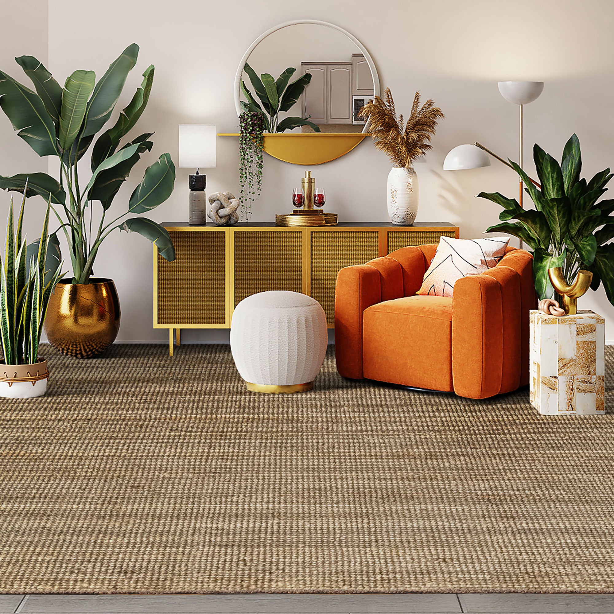 Hamid - Alfombra de yute natural en bucle (350 x 250 cm) - Ideal para salón, dormitorio y sala de estar - 2