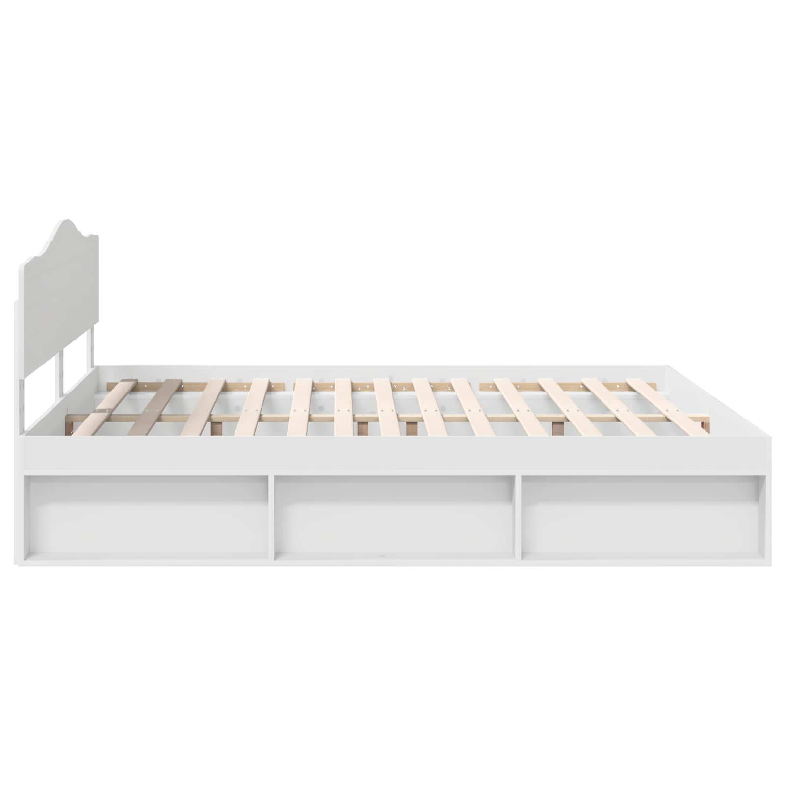 Cadre de lit blanc 200 x 200 cm en bois de pin massif - 8
