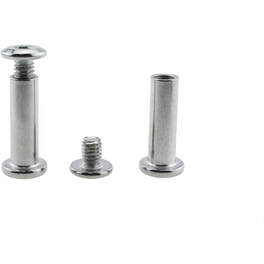 Un ensemble de 10 boulons et écrous M6, 25 mm avec capuchons, vis à tête hexagonale, convenant aux armoires, panneaux de meubles et comptoirs. - 2