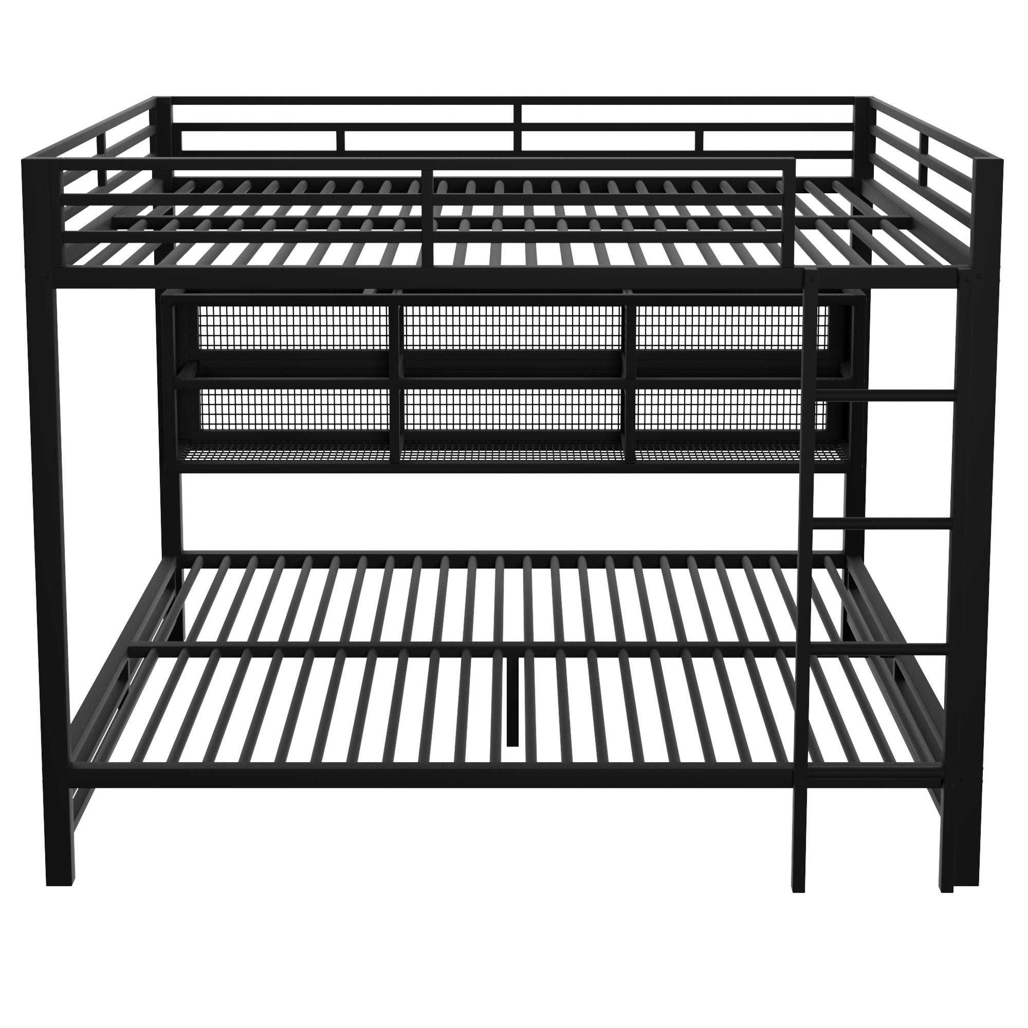 Lit Mezzanine 2 Place avec LED, Lit Superposé Enfant 140x200 avec 6 rangements latéraux offrent Un Espace de Rangement,Noir(Sans Matelas) - 2
