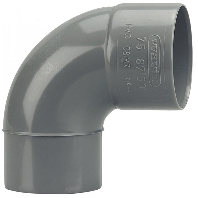Coude PVC Mâle Femelle 87°30 D75 WAVIN 3025816 - 2
