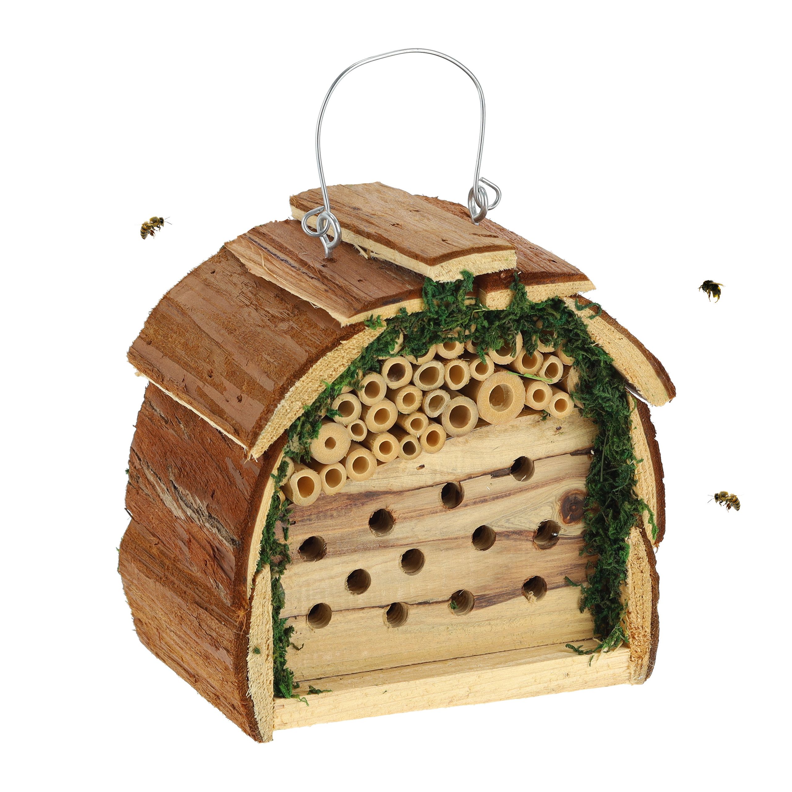 Casetta In Legno Da Giardino Esterno Per Insetti, Casetta Api Selvatiche Da Appendere Con Tetto In Metallo, Hotel Per Insetti Selvatici Ape Farfalla Coccinella, Decorazioni Appesa Da Giardino Albero : Amazon.it: Giardino
