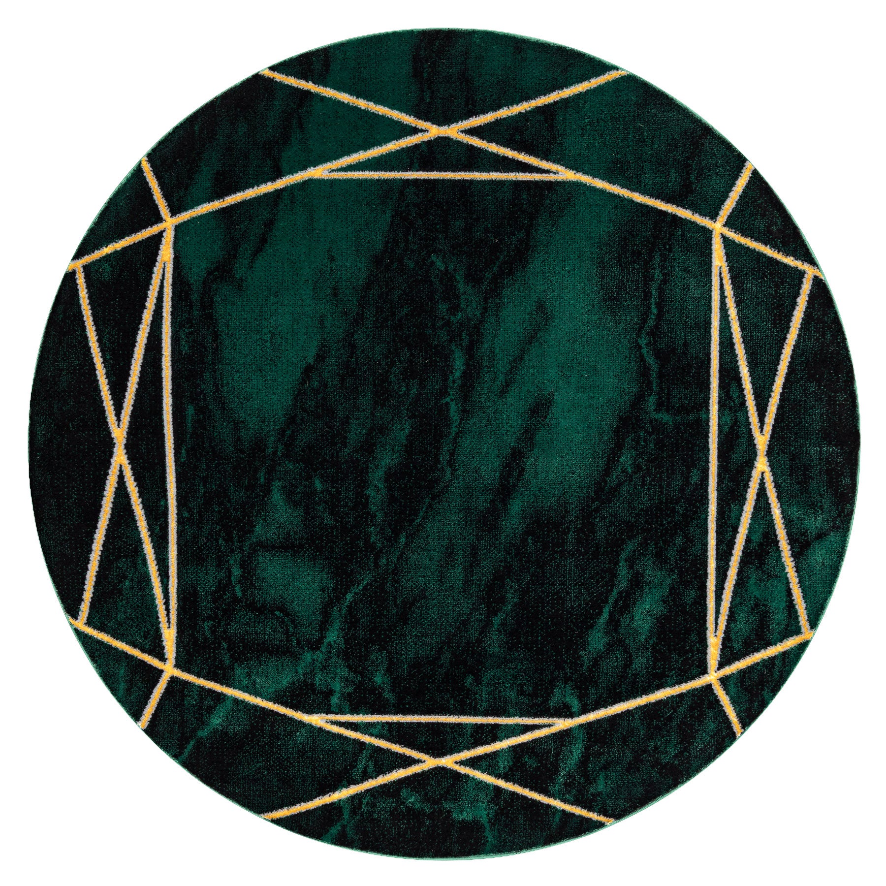 Dywan EMERALD ekskluzywny 1022 koło - glamour, stylowy marmur, geometryczny butelkowa zieleń / złoty koło 200 cm - 3