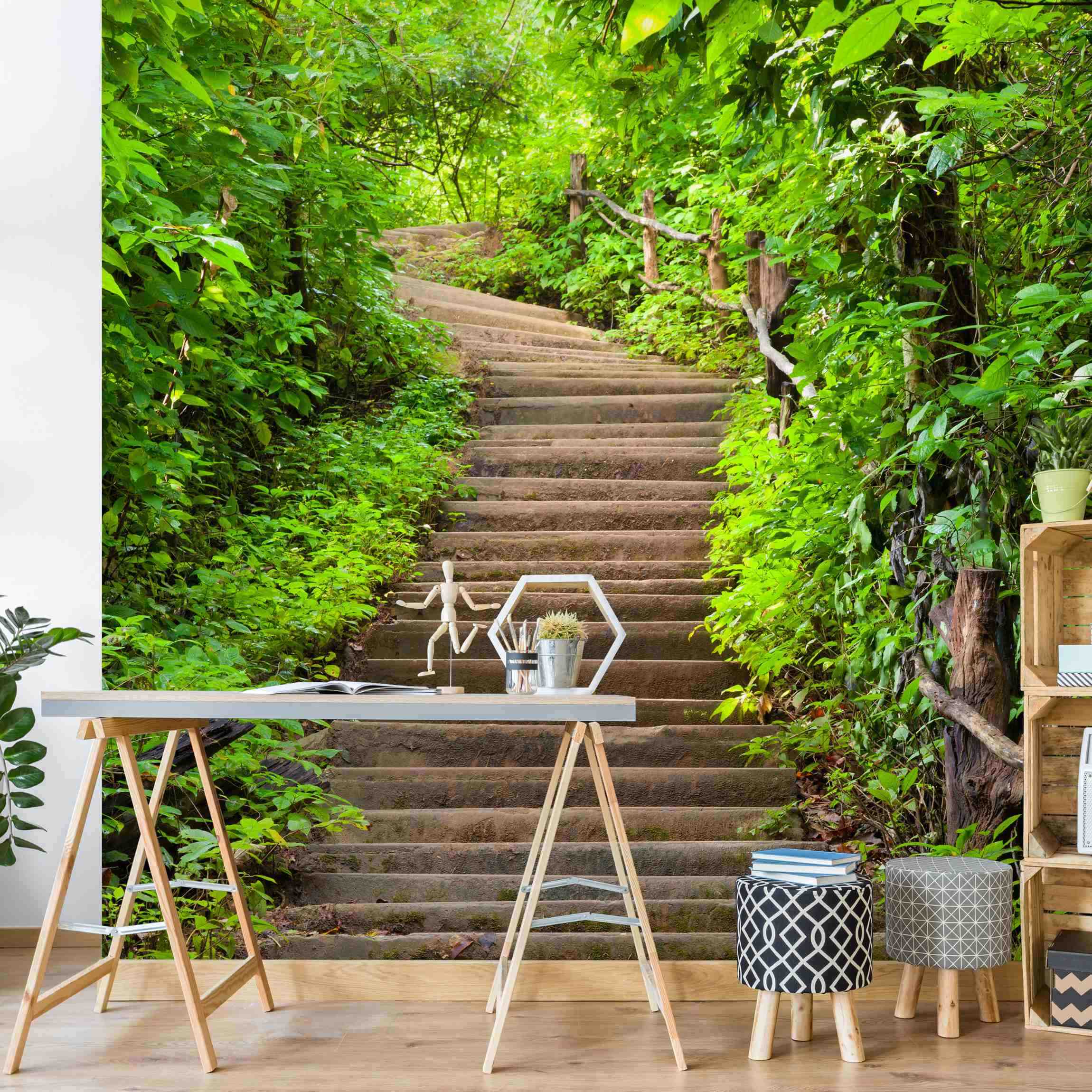 Papel pintado fotomural 3d bosque naturaleza 122 - salón dormitorio cocina pasillo - tnt 336 x 336 cm smart