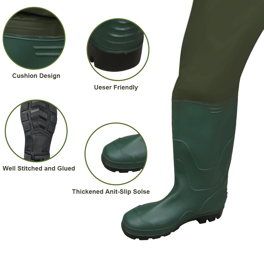 Waders pantalons de pêche Nylon imperméables pantalons d'étang pêcheur bottes de pêche taille XXL 46/47 - 4