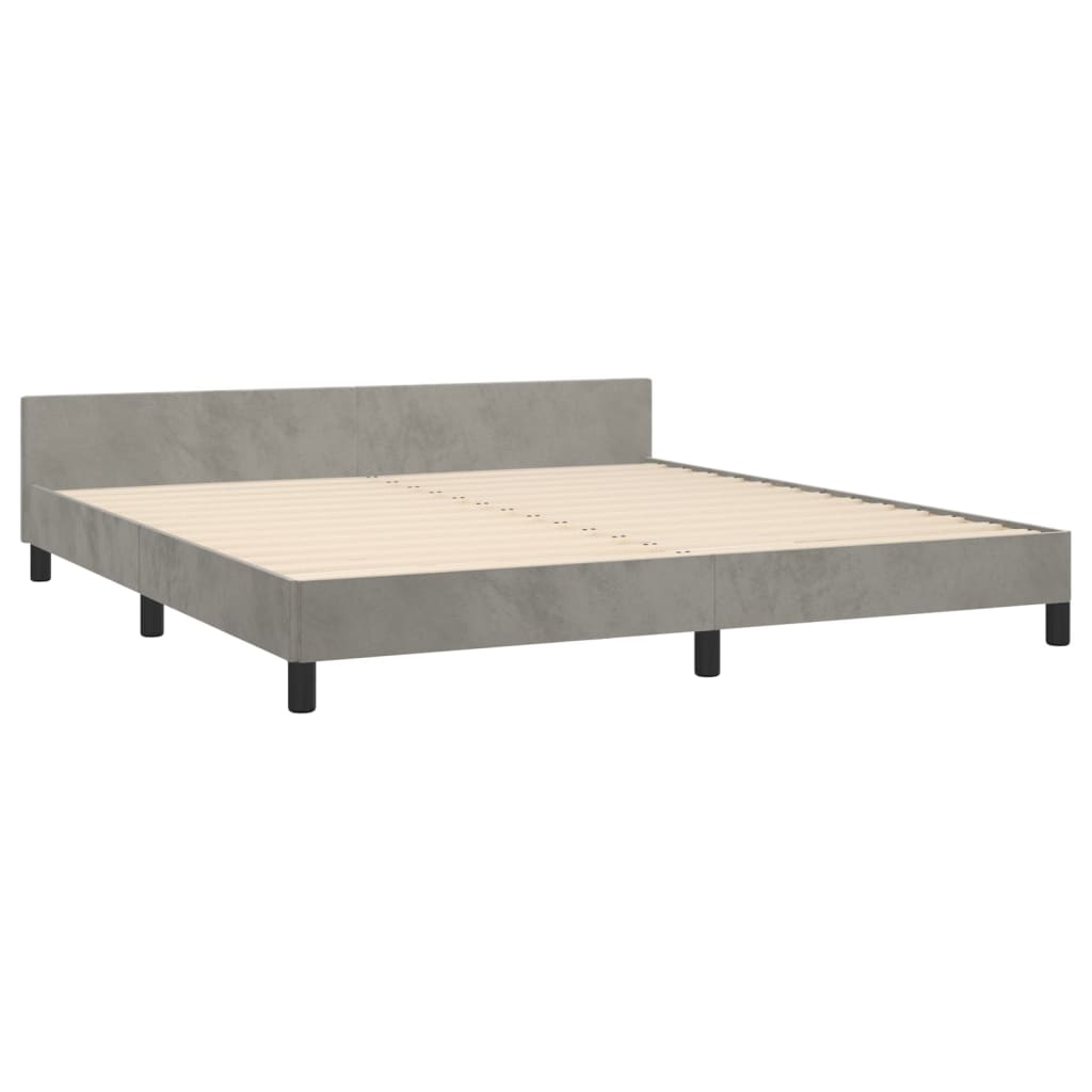 Cadre de lit sans matelas gris clair 160 x 200 cm en velours - 5