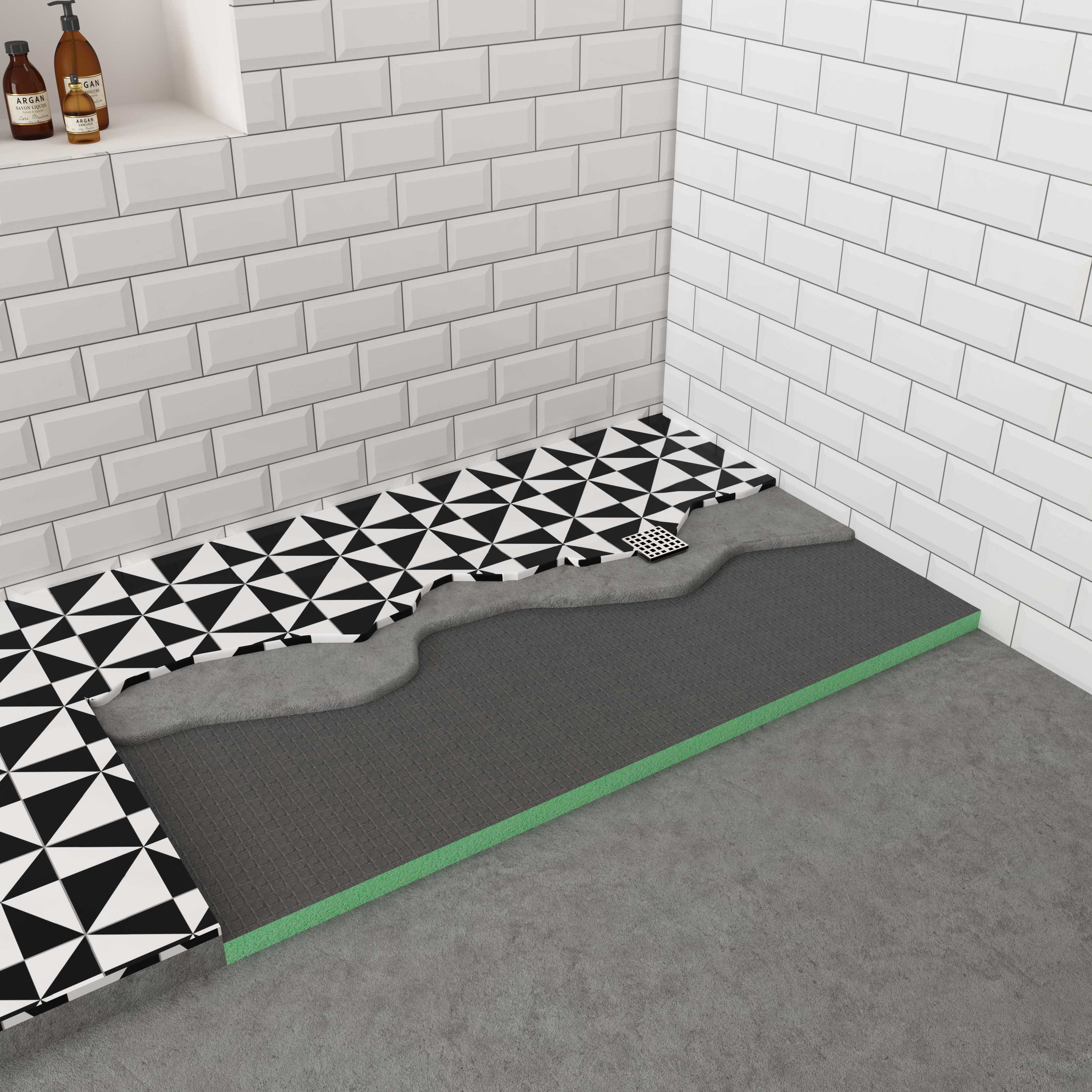 Receveur de douche recoupable sur mesure 1400x900 mm - Recoupable, à carreler - Étanchéité renforcée - 40 mm d'épaisseur - 4