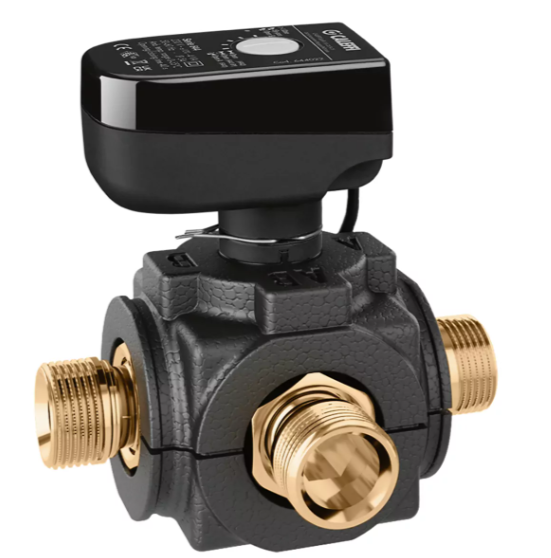 Robinet à boisseau sphérique motorisé à trois voies avec micro-interrupteur auxiliaire. Temps de manœuvre 10 s Caleffi 644566