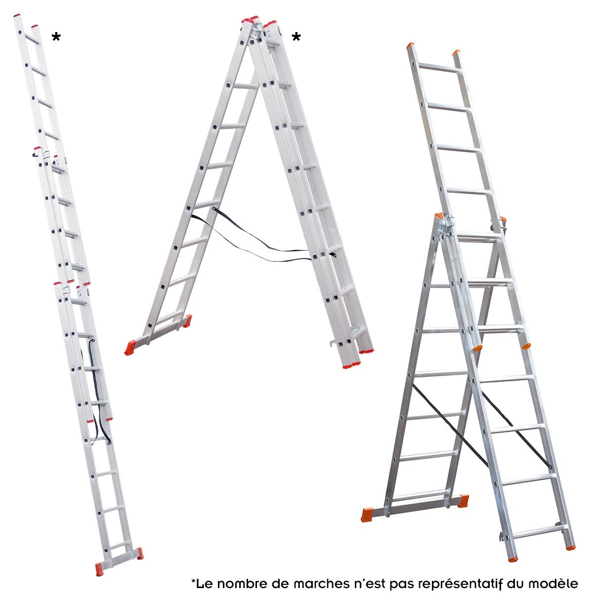 XTRA Echelle transformable en aluminium 3 plans 7 marches - 3