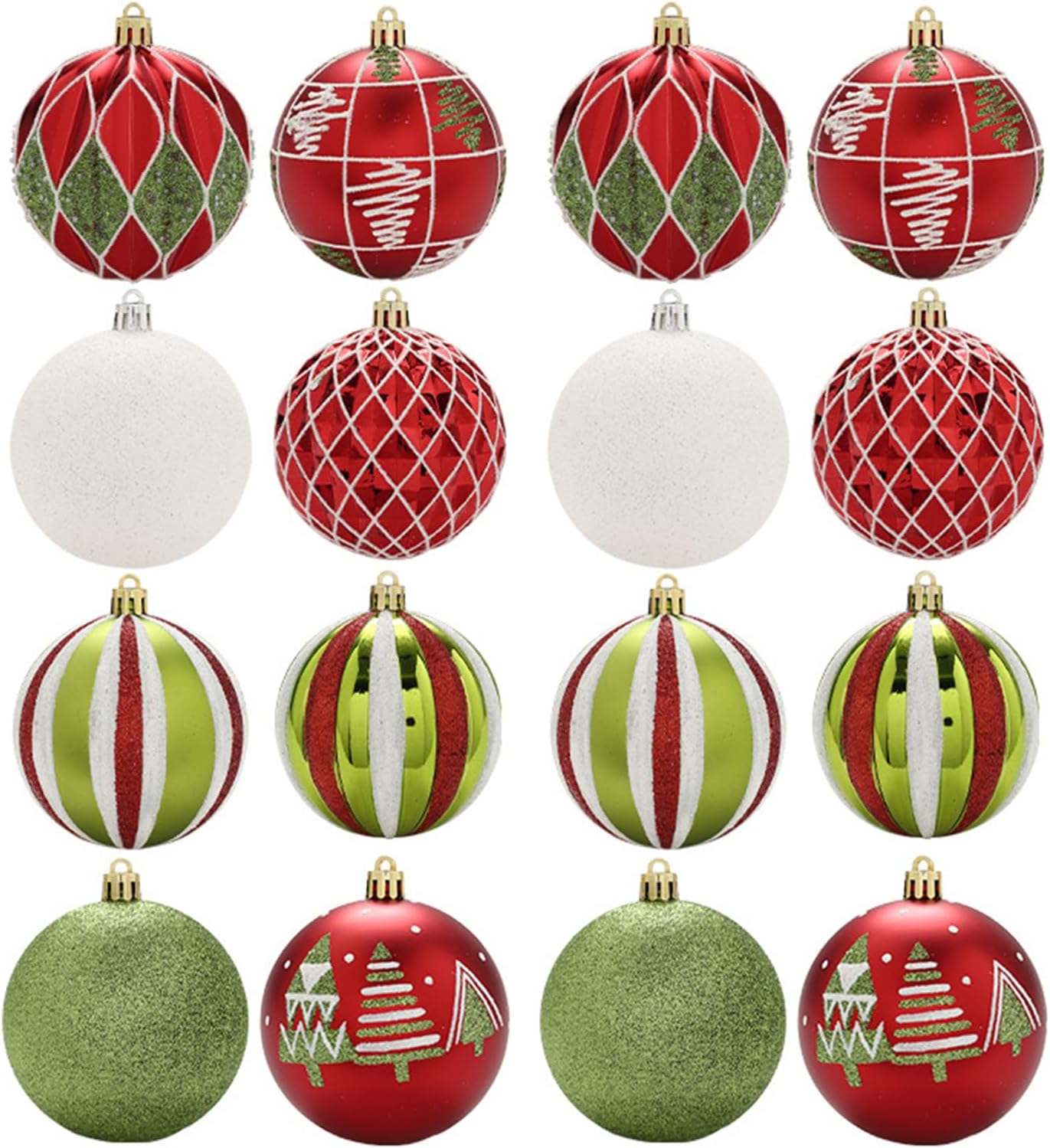 (Rosso e Verde) Decorazioni per Palline di Natale, 16 Pezzi / 3,15 Pollici Decorazioni per Albero di Natale Antiurto Grandi Decorazioni da Appendere p - 2