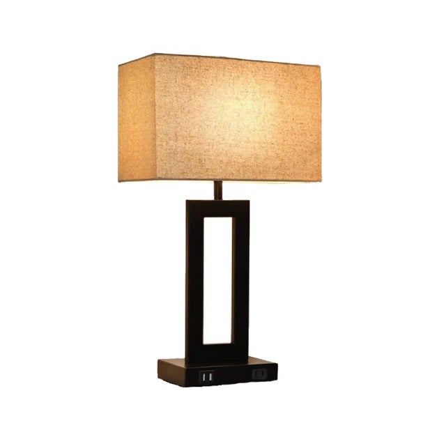 Lampe de table simple à gradation tactile rétro, lampe de table décorative de chevet, norme européenne, jaune, chargement USB (avec ampoule)