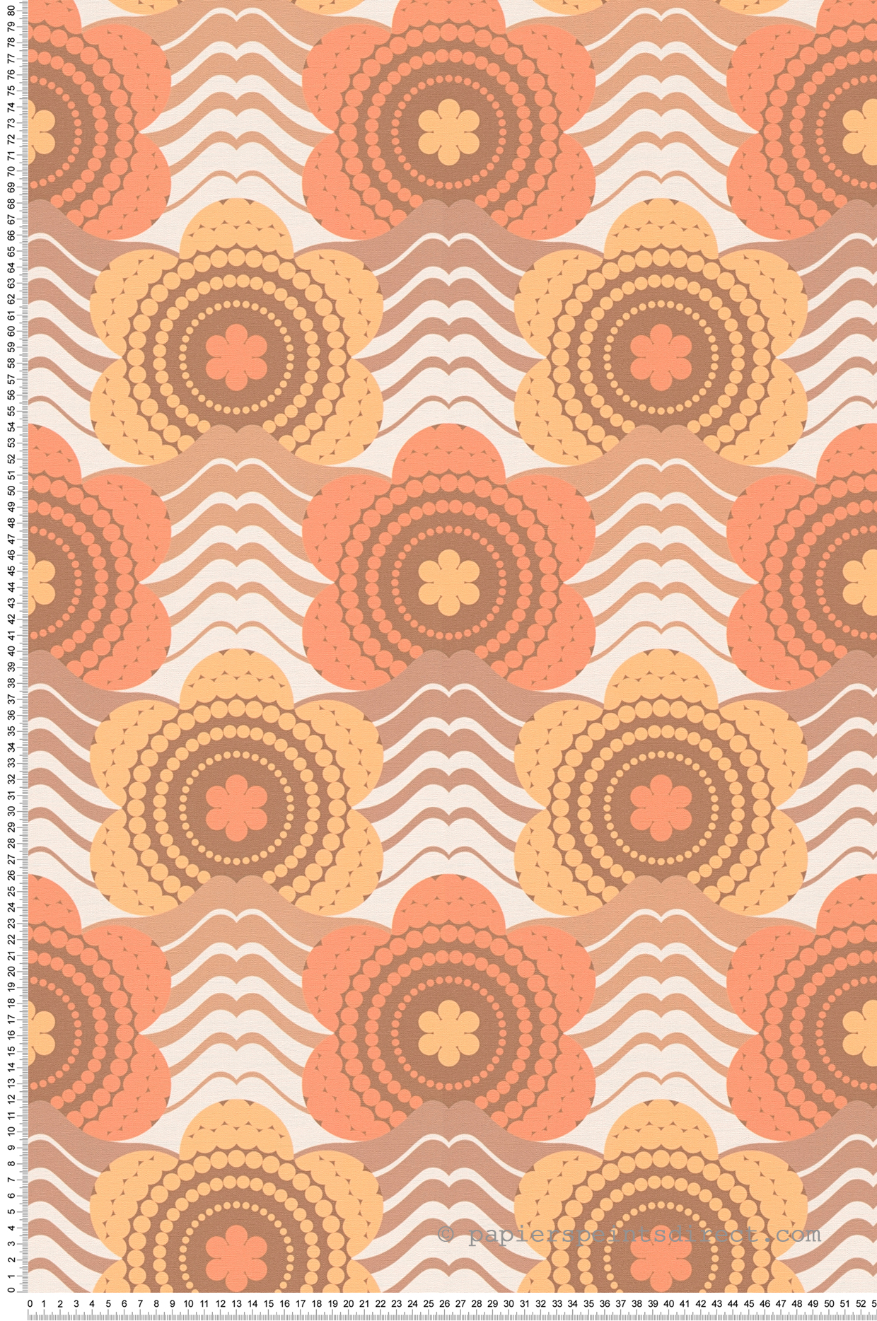 Papel pintado flores naranjas y amarillas ideal para salón papel pintado retro chic tejido no tejido