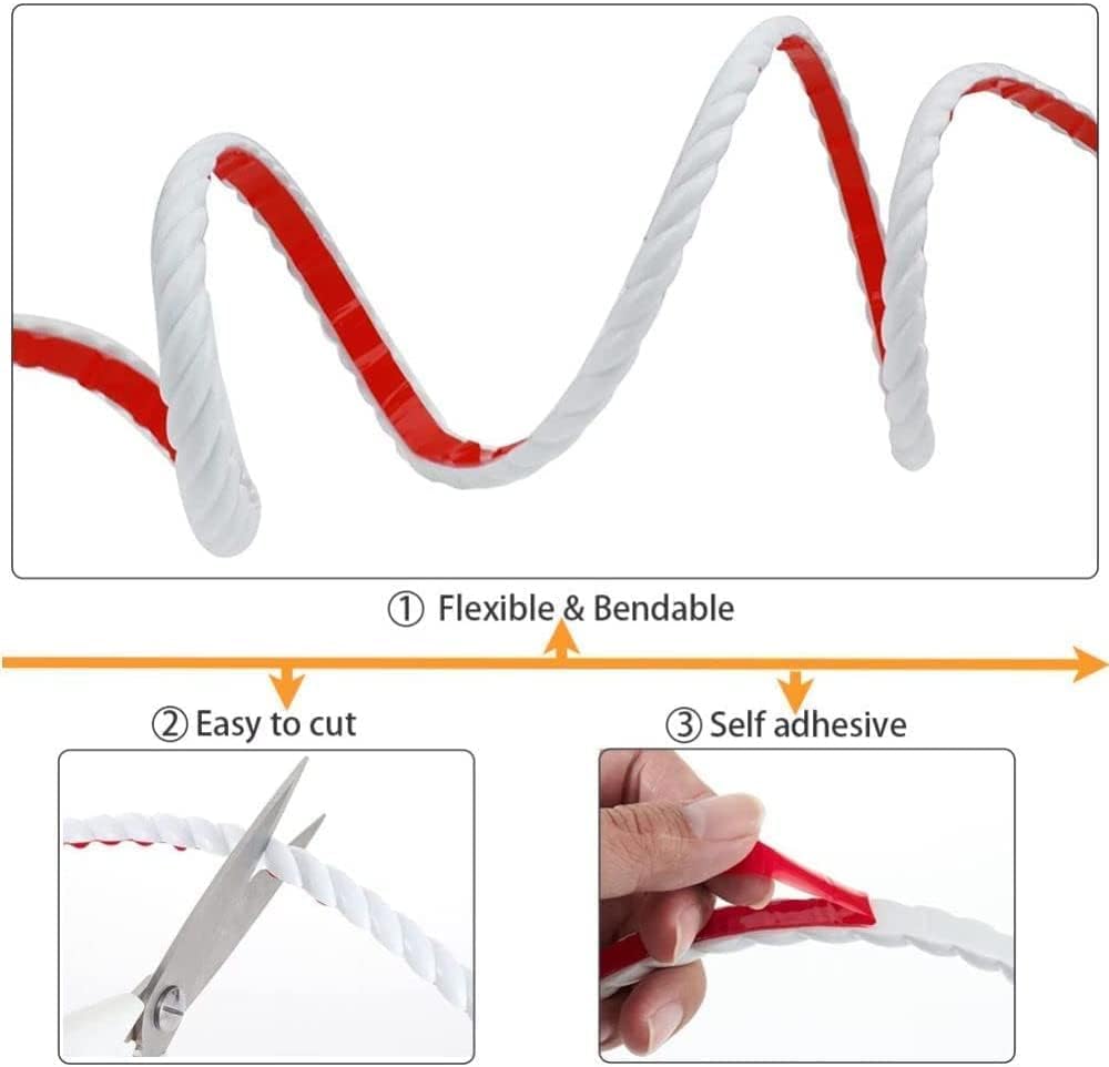Cinta adhesiva decorativa de PVC de 5M, borde de papel pintado, decoración para cuadro de espejo (10mm, blanco) - 4