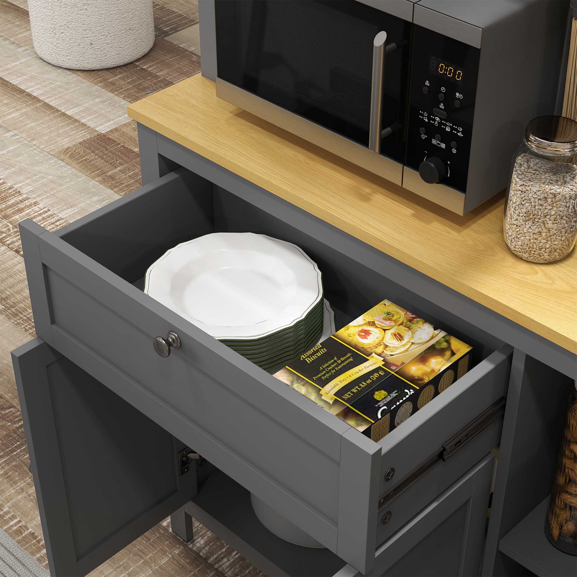 Alacena de Cocina HOMCOM MDF Gris 100x40x180 cm - 4