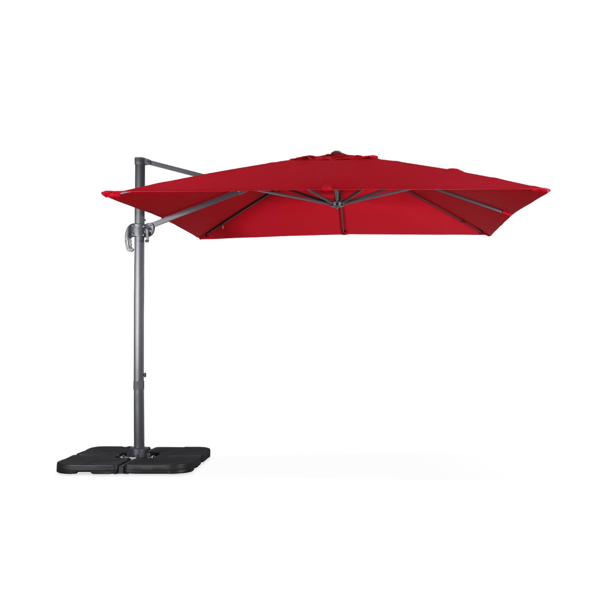 Sombrilla cuadrada 3x3m, Rojo - 4