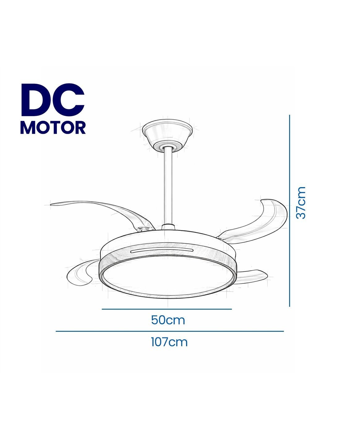 JARDIN202 - Ventilador de Techo con 4 Aspas Retráctiles, Motor DC, Wifi, Tuya App, Luz LED Regulable, 6 Velocidades | 50 cm (Vejer Wifi) - 5