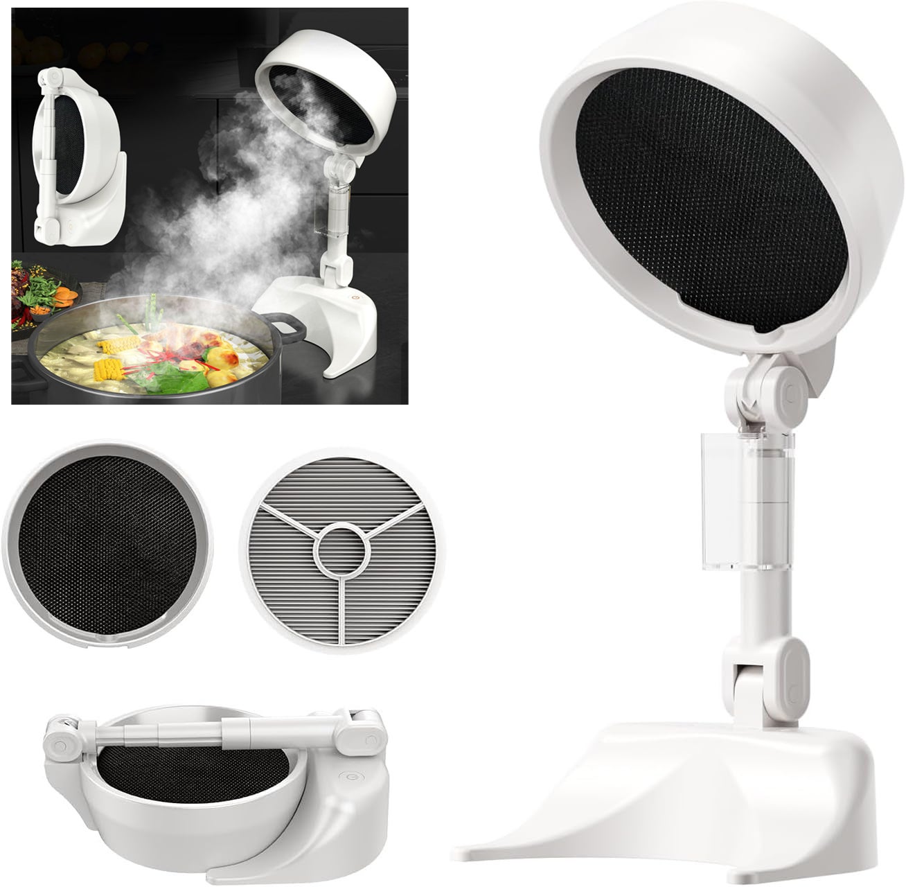 Purificateur D'air Portable Smoke Away - Ventilateur Extracteur De Fumée Pour Cuisine, Intérieur, Barbecue - Rechargeable, Angle Réglable 15°, Batterie 3000 MAh - Couleur Violet - 2