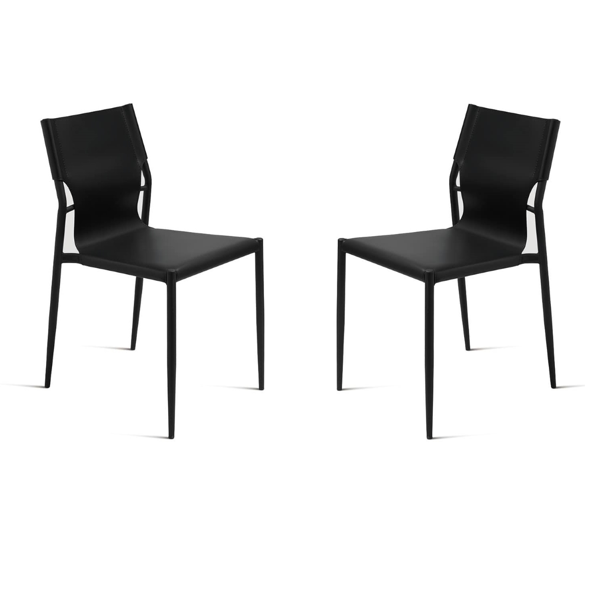 Sedia in simil cuoio Nero con struttura in metallo Nero SVEVA