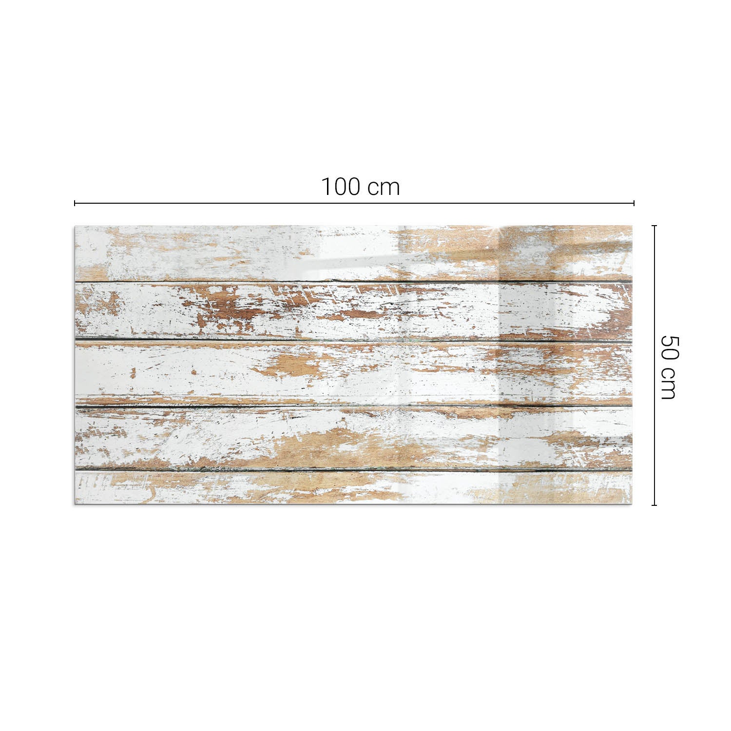 Prostokątna płyta szklana ochronna pod piecyk, kominek - 100x50 cm - Zniszczona drewniana deska - TULUP - 2