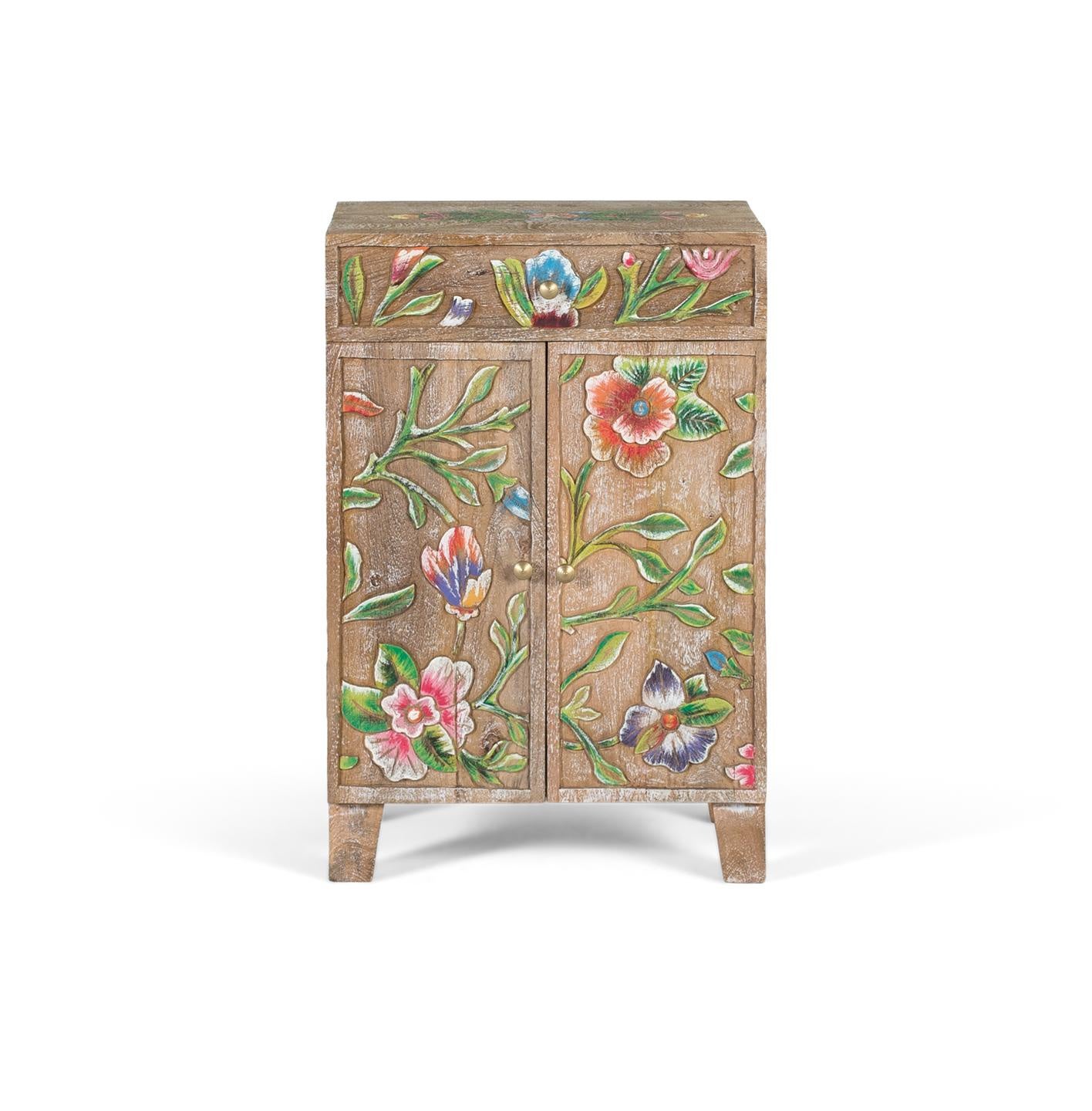Stolik boczny z drewna mango 42 cm, styl rękodzielniczy etniczny - 60x40x31 GYC