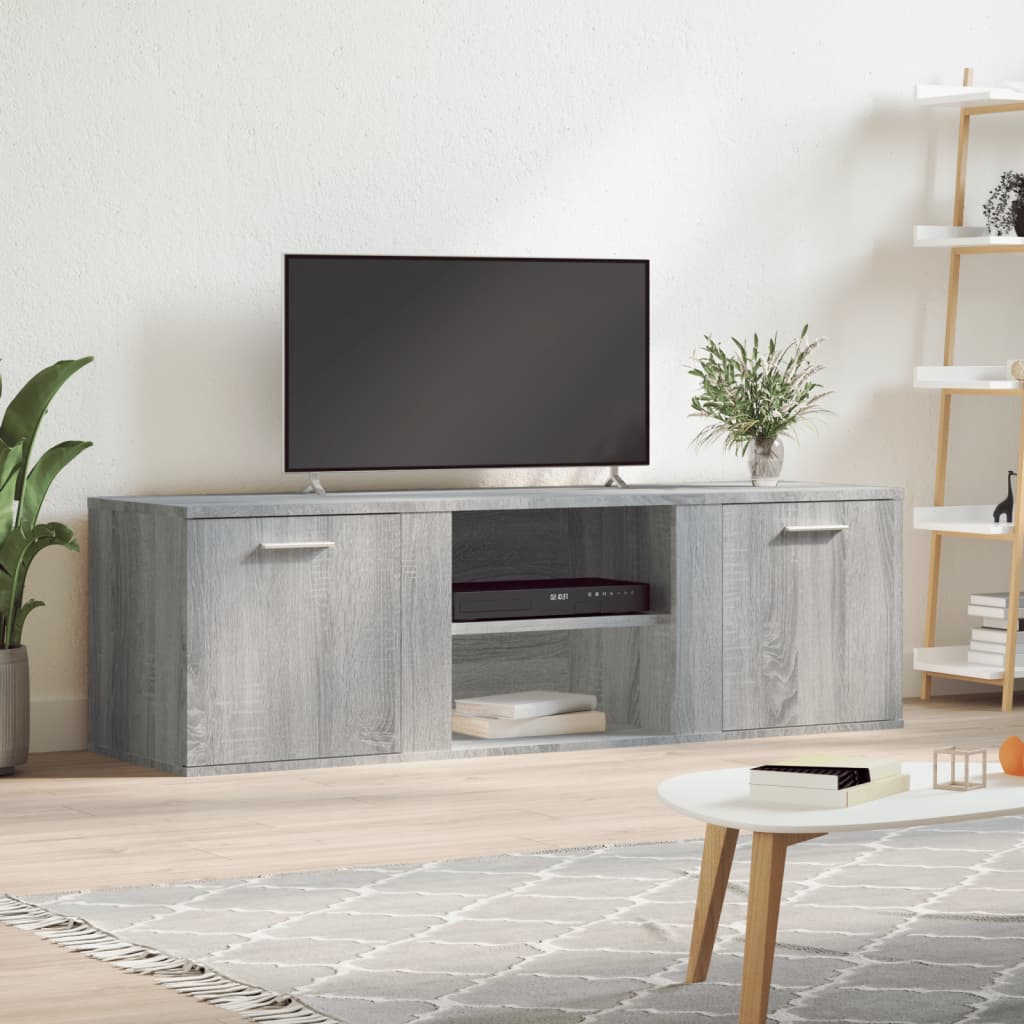 Meuble TV Sonoma Gris 80x35x54 Cm Woonisher - Bois D'ingénierie - Grand Rangement - Design Moderne Pour Salon Ou Chambre - 7