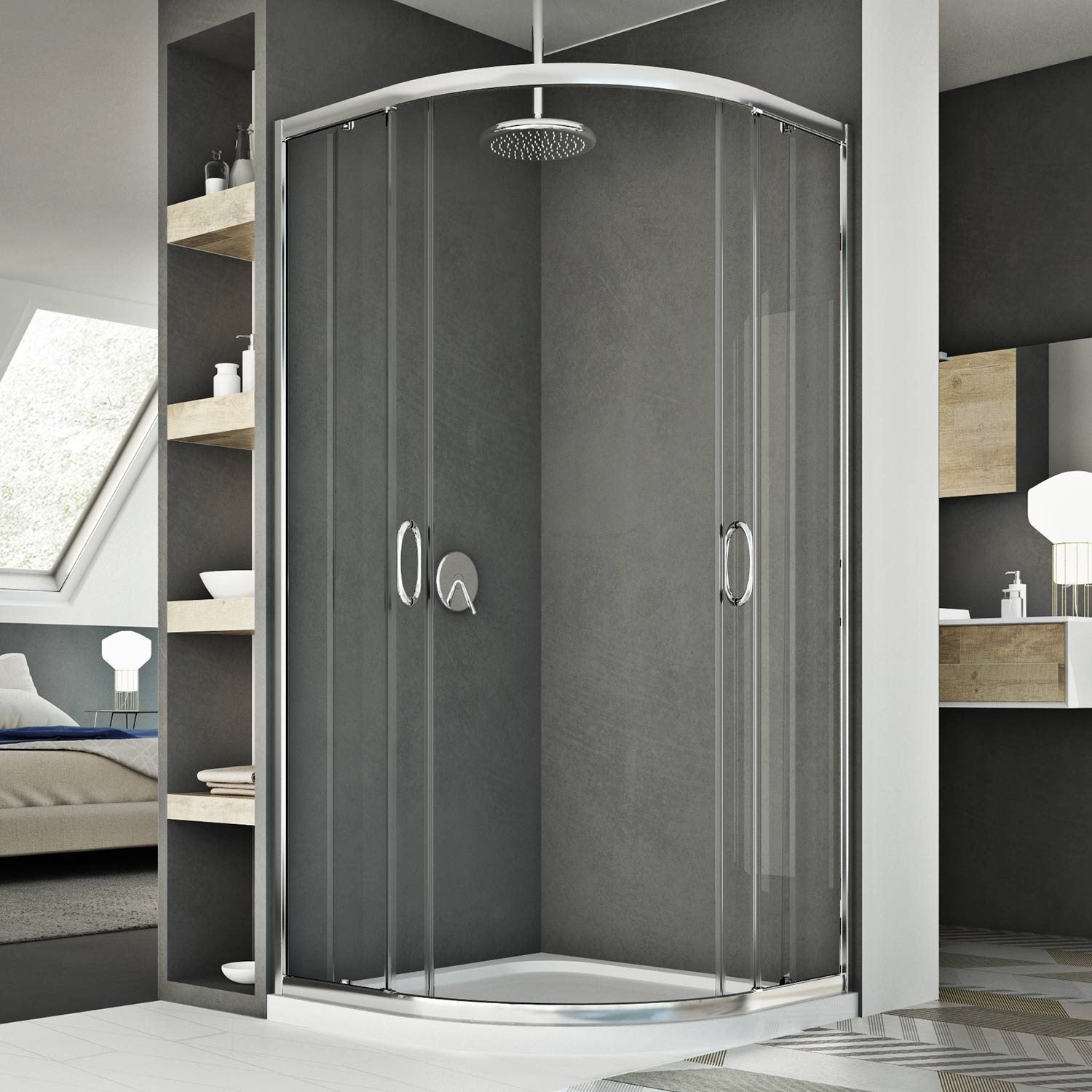 Cabine douche demi-circulaire 90x90 CM H185 transparent modèle Junior - 2