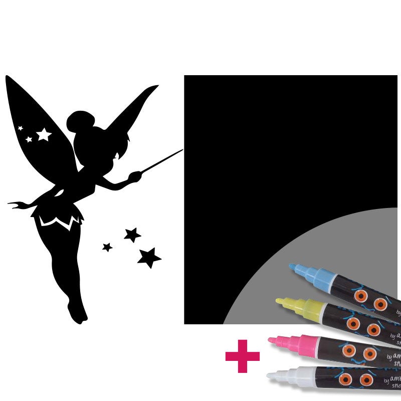 Adesivo lavagna fata + 4 gessi liquidi - Sticker adesivo - adesivi murali - 85x135cm - 4