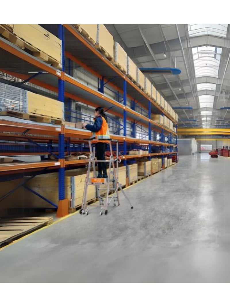 TUBESCA-Comabi - Escabeau Aluminium Roulant Pour Rayonnage Véloce GC Sangles - 2