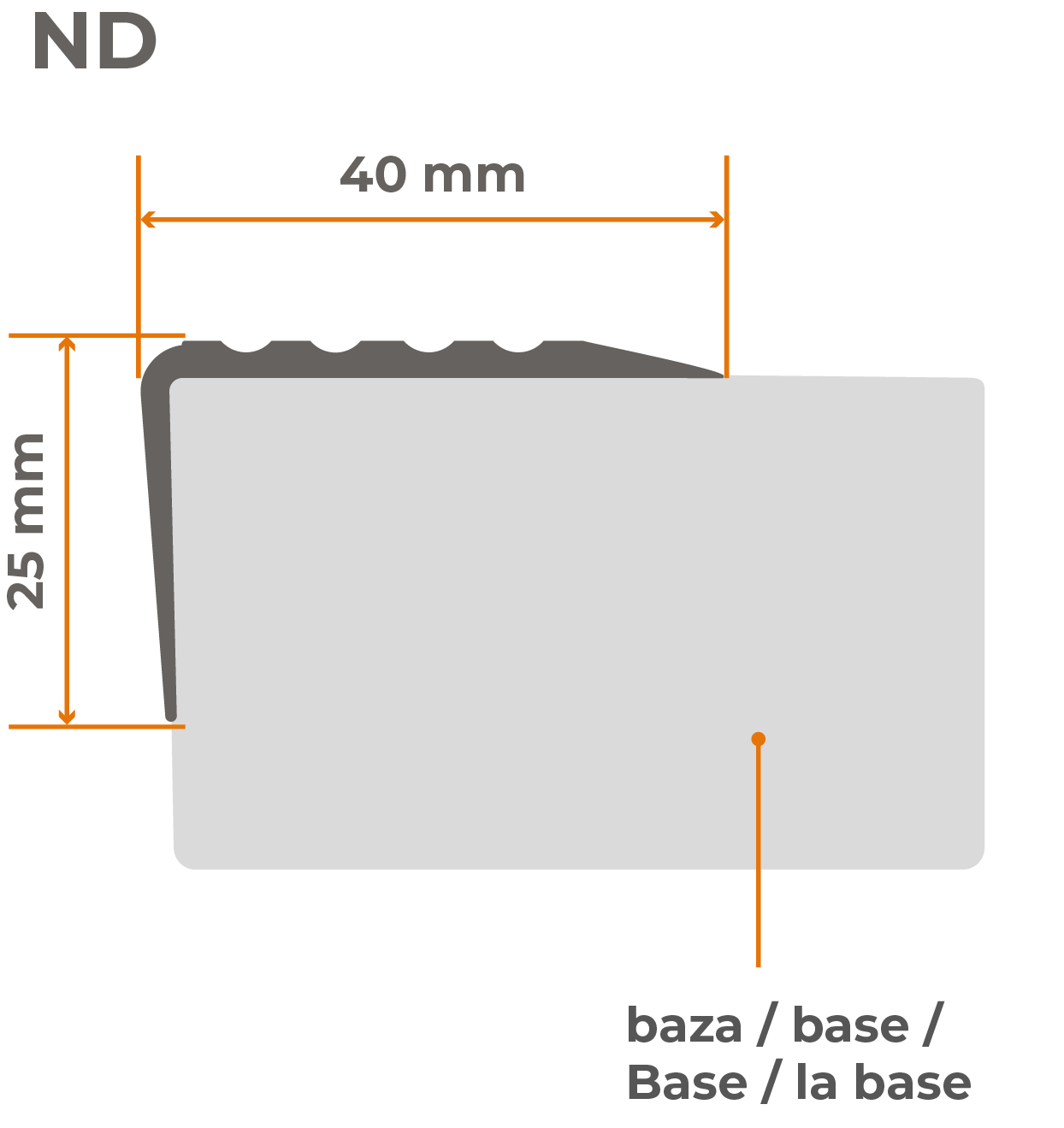 10x Nez de marche PVC 40x25 mm - autoadhesif, antiderapant, 100 cm, beige - 5