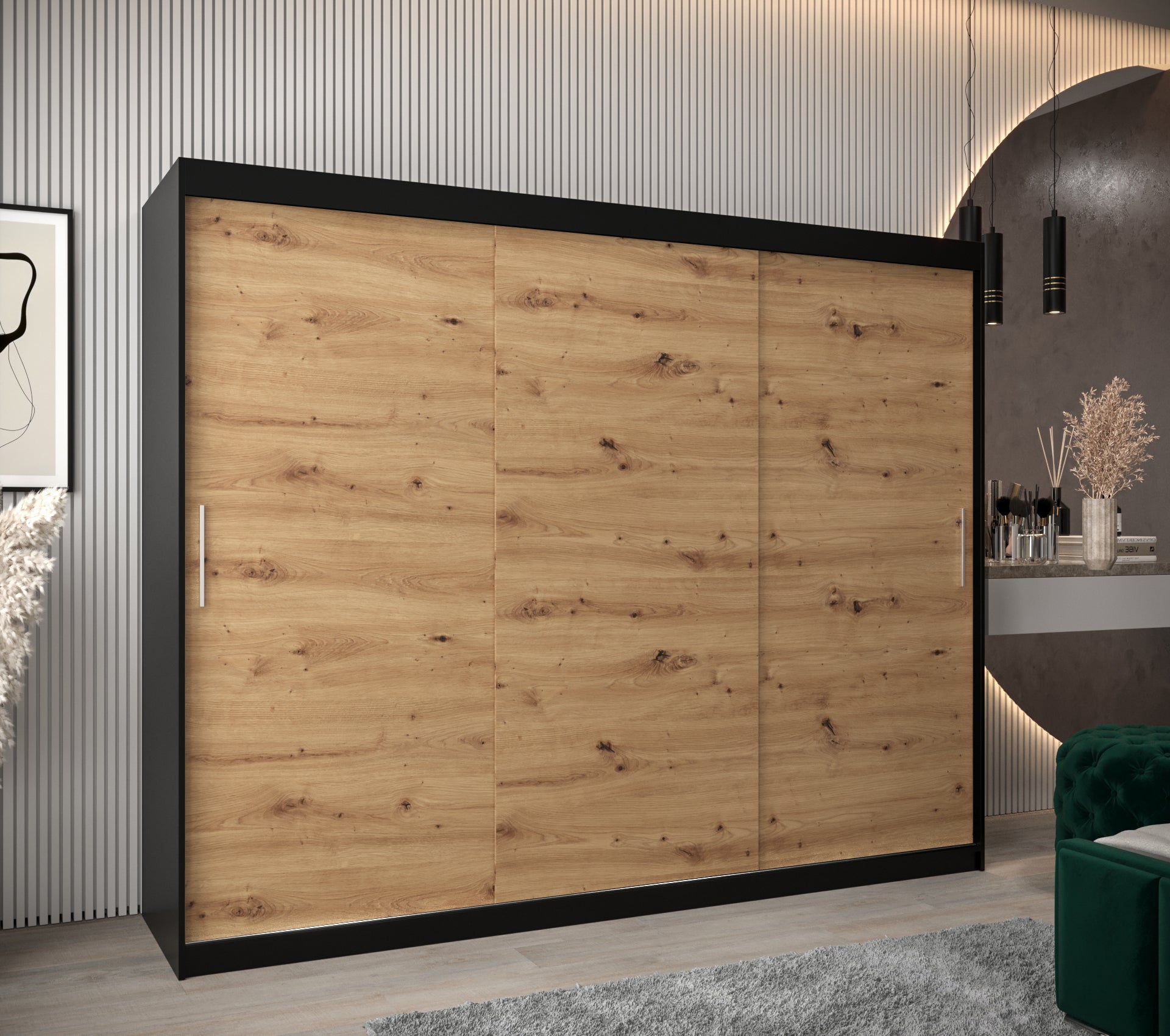 Szafa przesuwna garderoba TOKYO 250 x 62 x 200 cm Czarny + Artisan - Abiks Meble