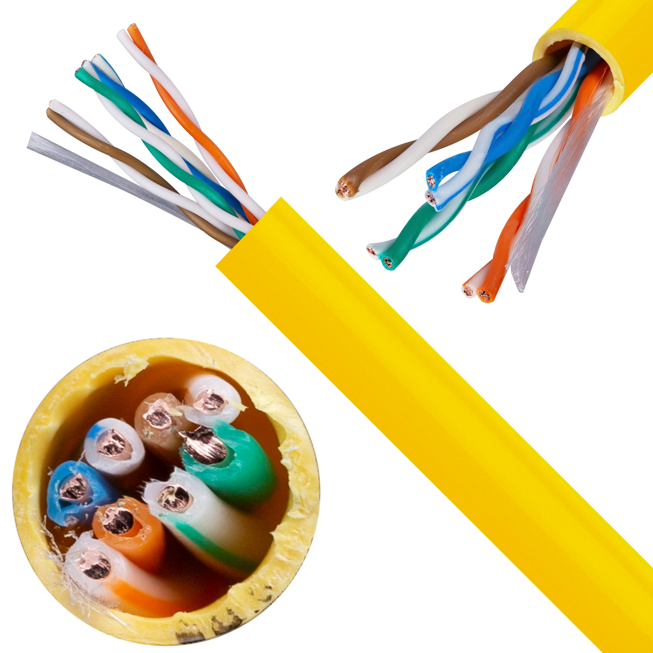 Kabel sieciowy U/UTP kat.5e skrętka 4x2x0,5mm wewnętrzny Eca PVC żółty Alantec 100m