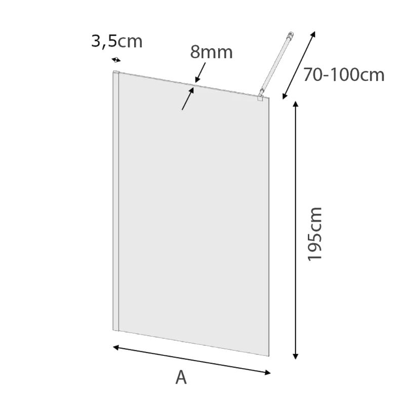 Panel fijo de ducha FRESH Oro Cepillado - 88.5-90 cm - Reversible - Trat. Antical - Brazo soporte incluido - 2