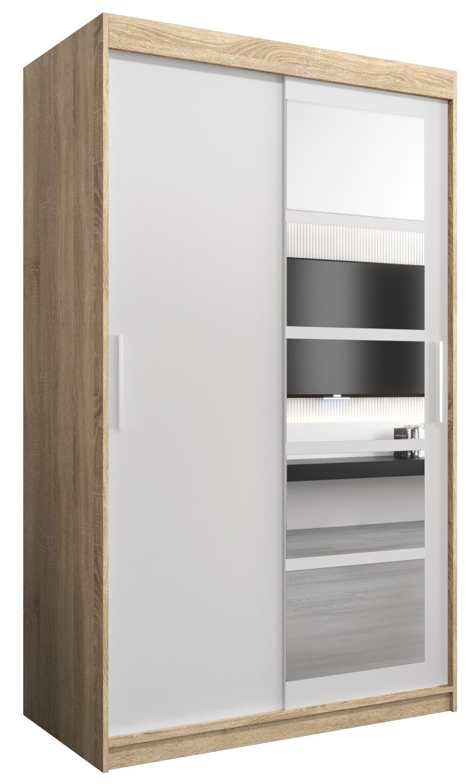 Szafa przesuwna garderoba ROMA 1 120 x 62 x 200 cm Sonoma + Biały - Abiks Meble