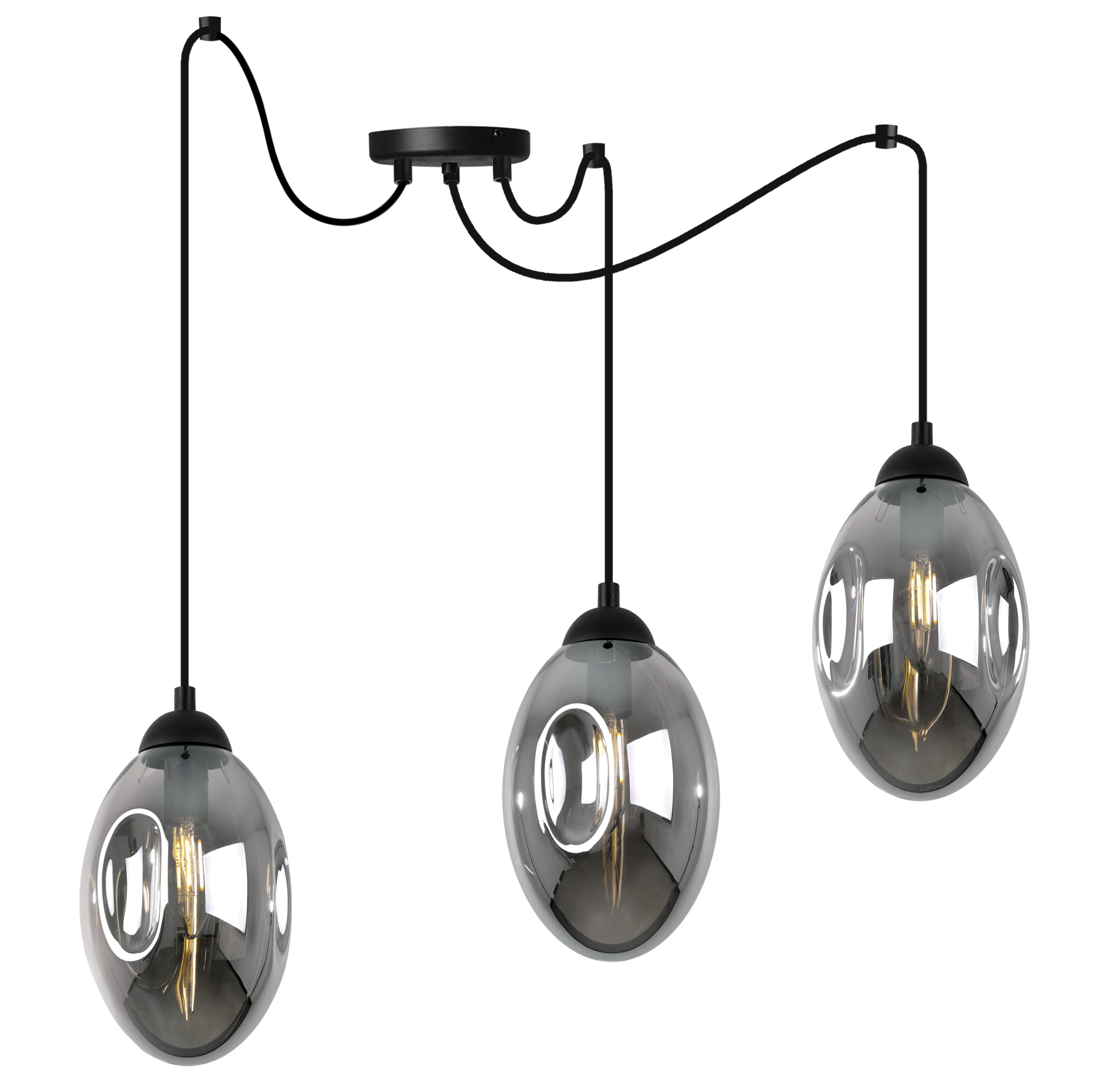 Lampa sufitowa wisząca Vigo Spider modern 3xE14 abażur owalny grafitowy Light Home LH