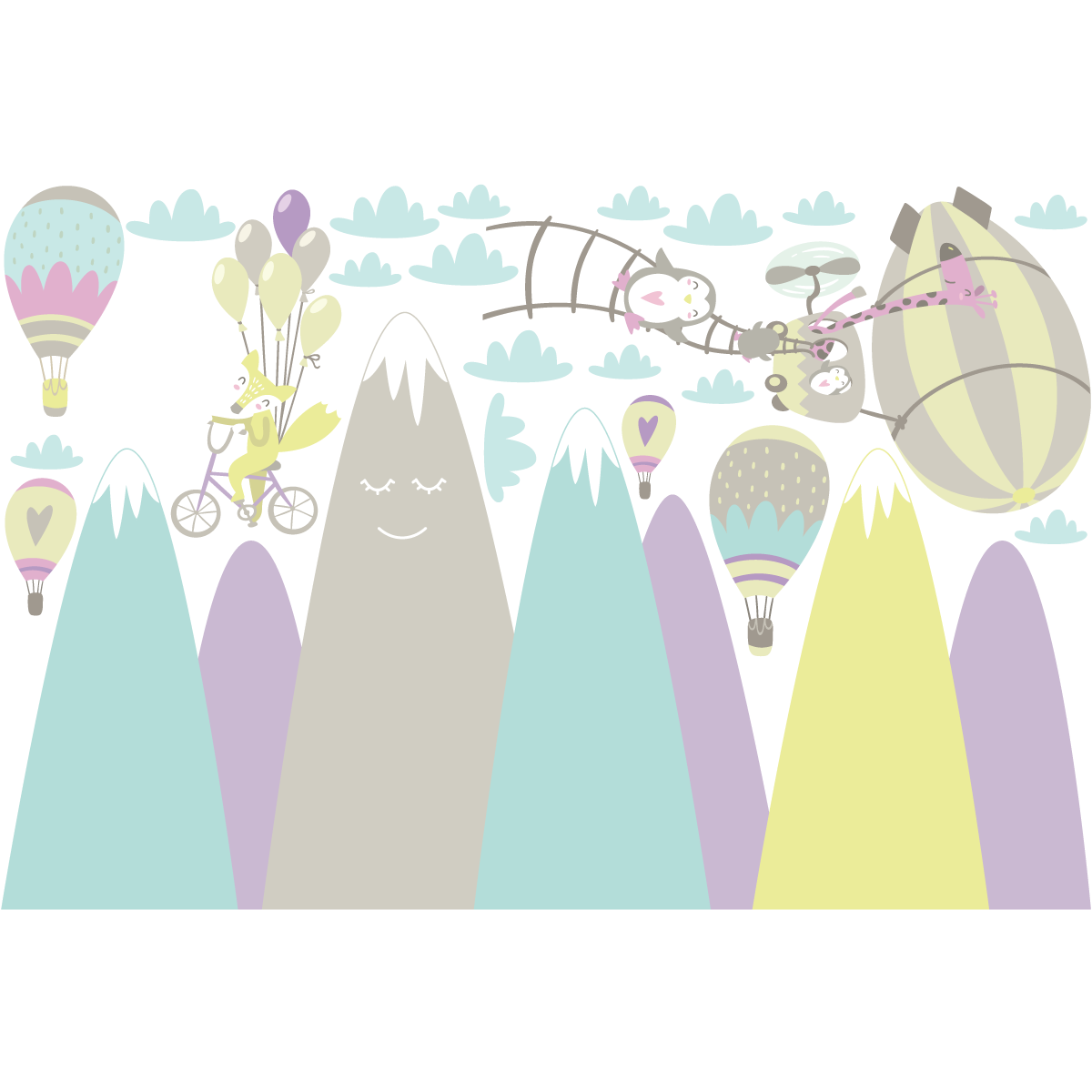 Adesivo di montagna scandinavo animali fantastici - Sticker adesivo - adesivi murali - 40x60cm - 2