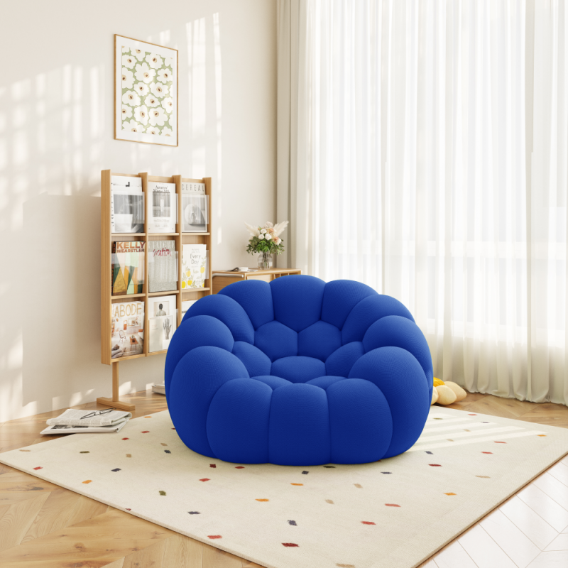 Divano Lazy oversize, design in tessuto mesh 3D, divano da terra moderno senza montaggio per soggiorno e ufficio - 2