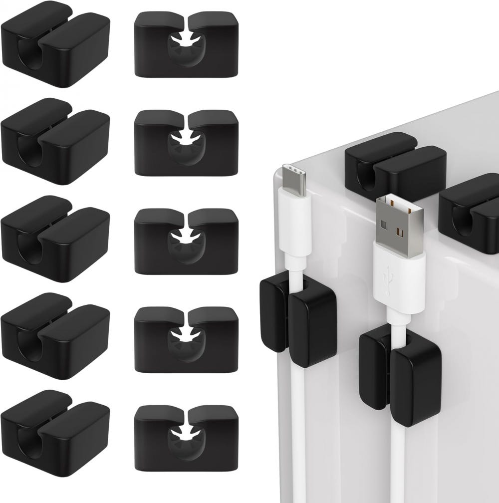 Set di 2 supporti per cavi autoadesivi per 4 cavi - Nero | Leroy Merlin Set di 2 supporti per cavi autoadesivi per 4 cavi - Nero | Leroy Merlin