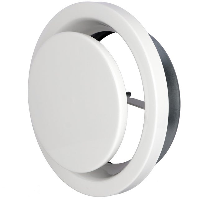 Bouche VMC 160 mm Réglable en Acier Blanc Laqué - Extraction - Durable et Élégante - VMC Simple et Double Flux - Installation Mur ou Plafond - DN160
