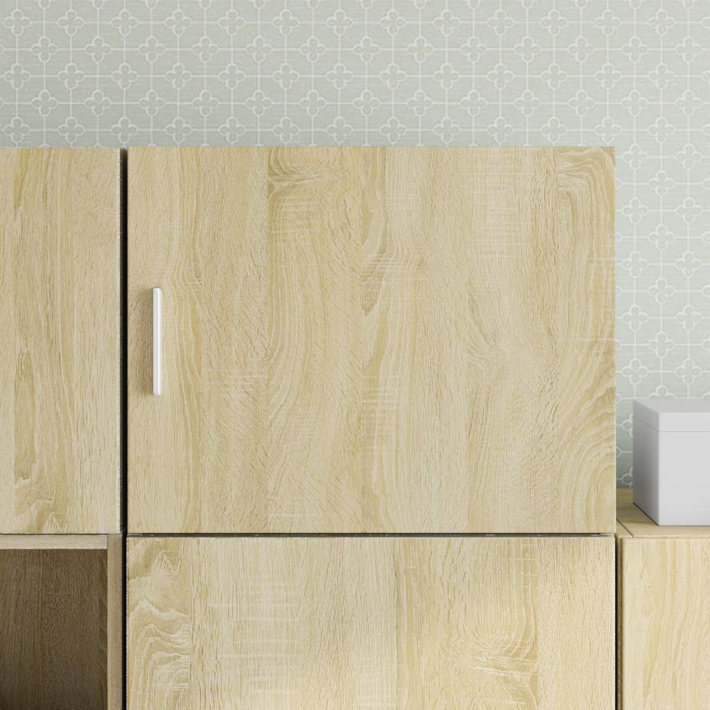 Pensile bagno 35x35 h cm con anta reversibile in legno rovere grigio - Plain