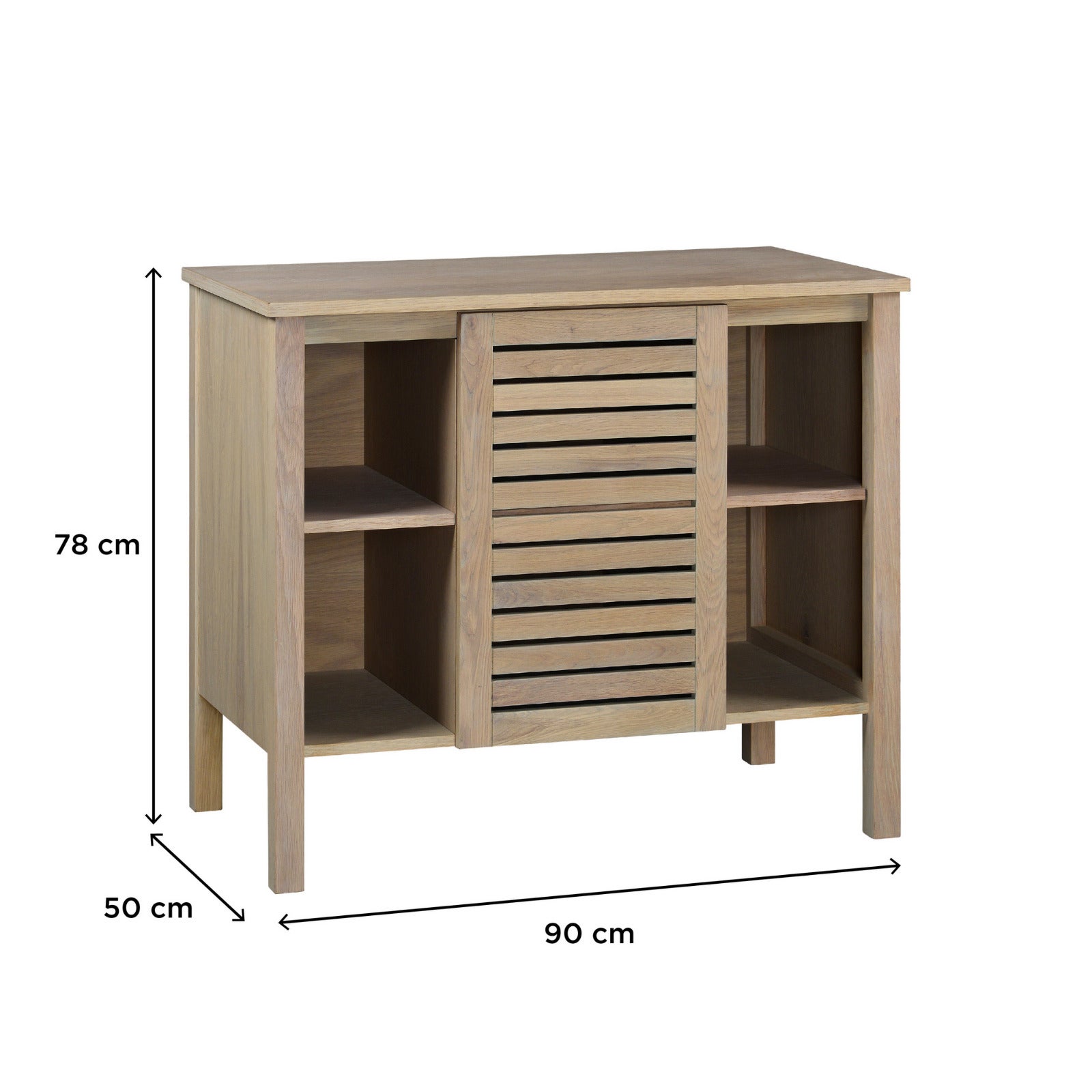 Mueble de lavabo individual con patas de roble natural de 90 cm TALIX - 2