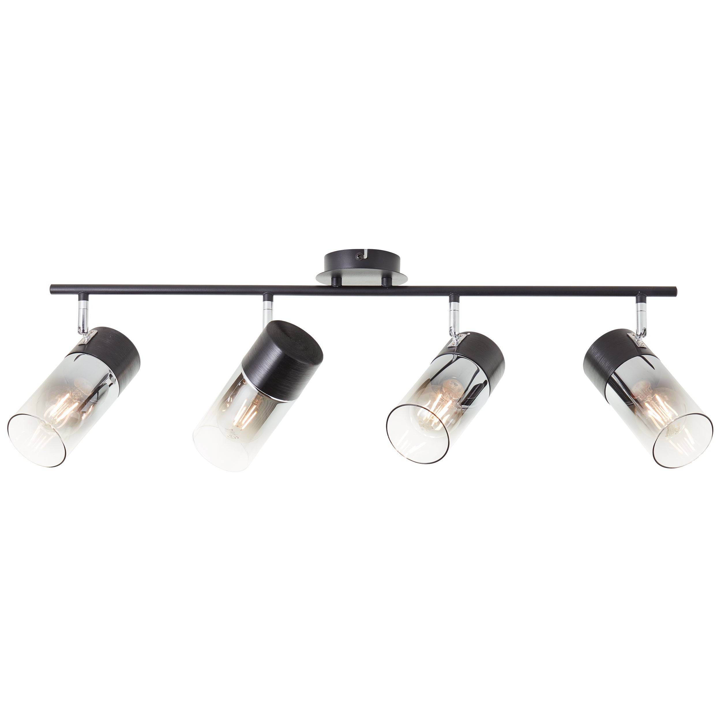 Lampa Brilliant Alia spot bar 4 żarówki czarny/dymione szkło czarny metal 4x A60, E27, 40 W