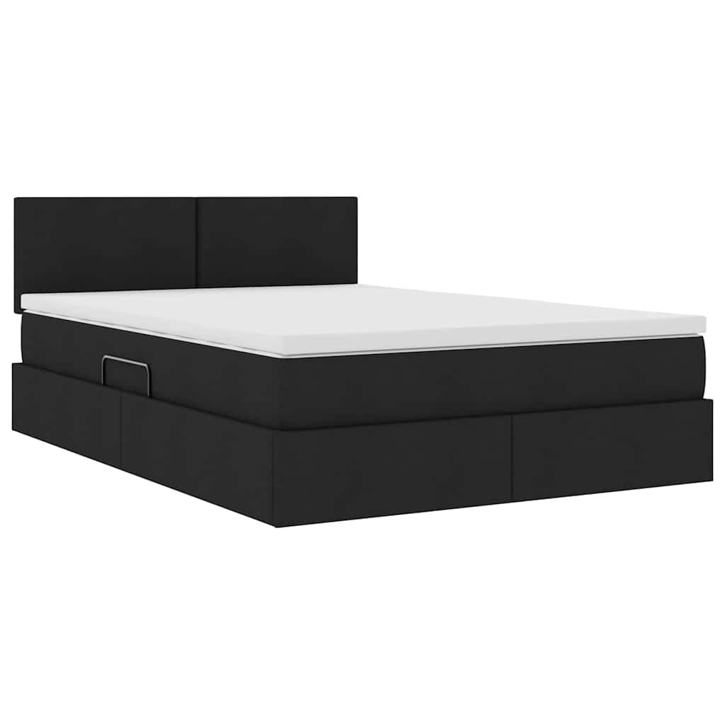 Lit avec rangement et matelas noir 140 x 190 cm velours - 5