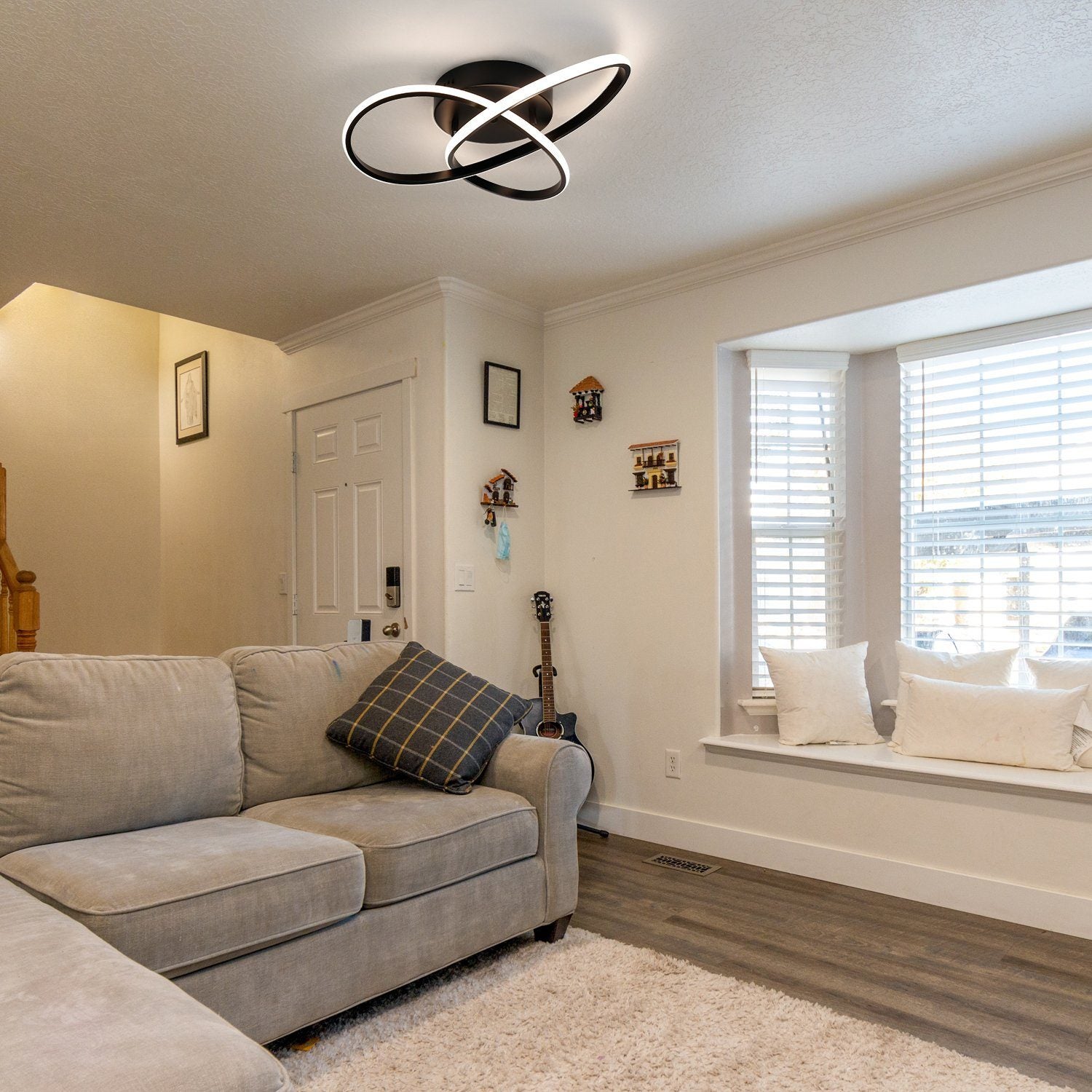 NETTLIFE Lampa sufitowa LED ściemnialna 33W Czarna lampa z pilotem Nowoczesna lampa do sypialni 40cm do salonu, przedpokoju, gabinetu - 9