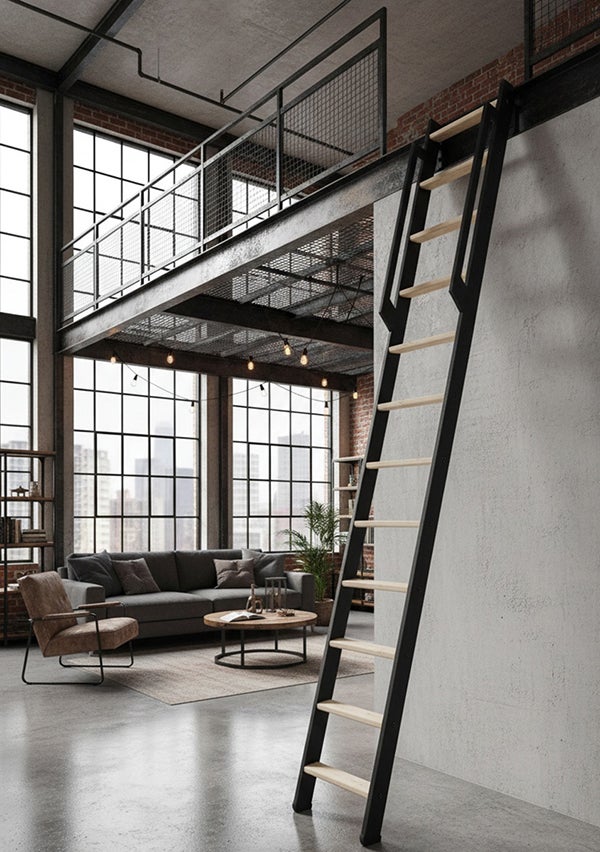 Echelle de meunier rabattable noire 8 marches - Hauteur sol à sol 1.99m - Largeur 36cm - STRONG-200 - 5