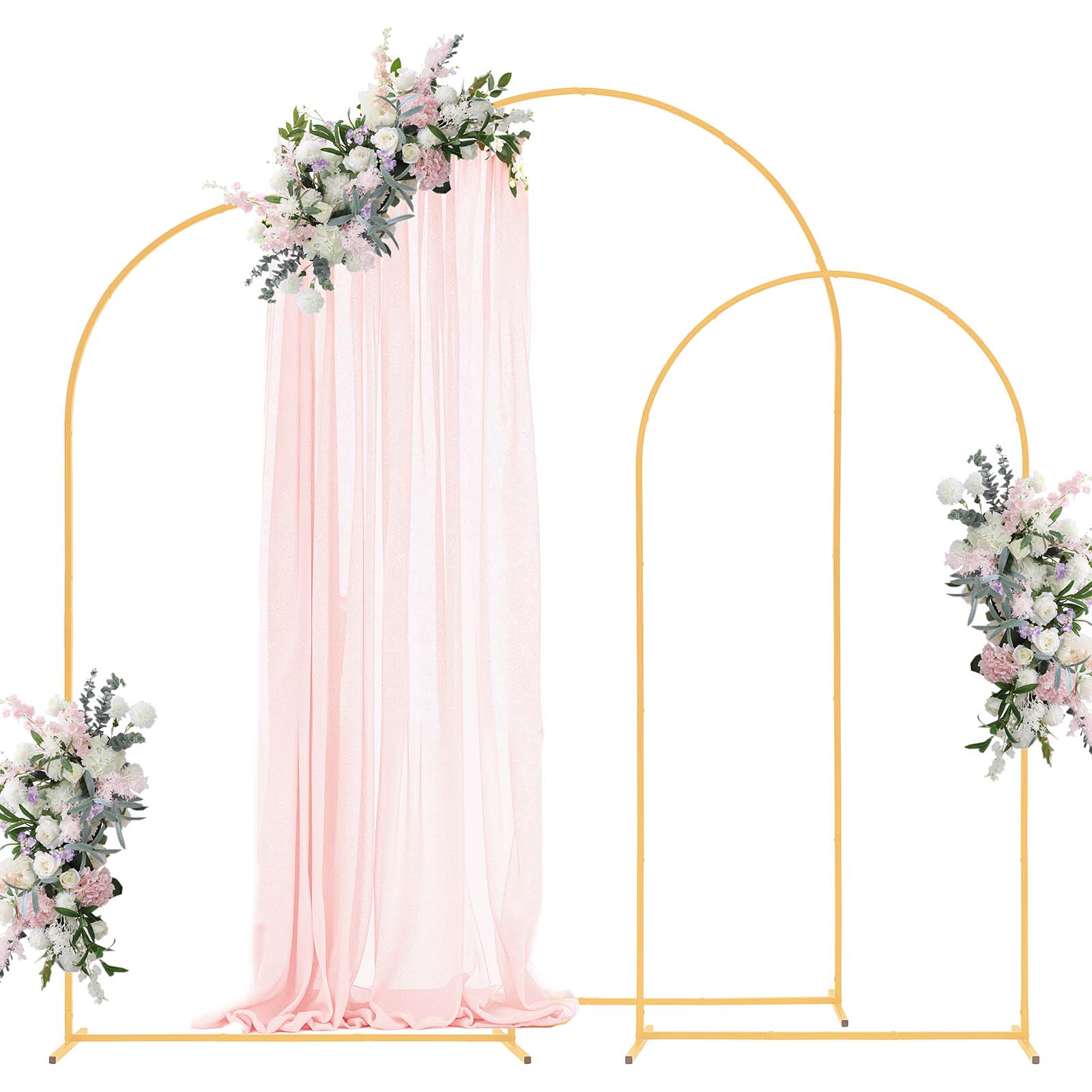 Arc de nuntă VEVOR, set de 3, pentru decorațiuni de nuntă, aniversări, absolviri, ceremonii, sărbători, structură metalică stabilă, auriu 3buc